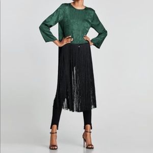 Zara jacquard Top with fringe
